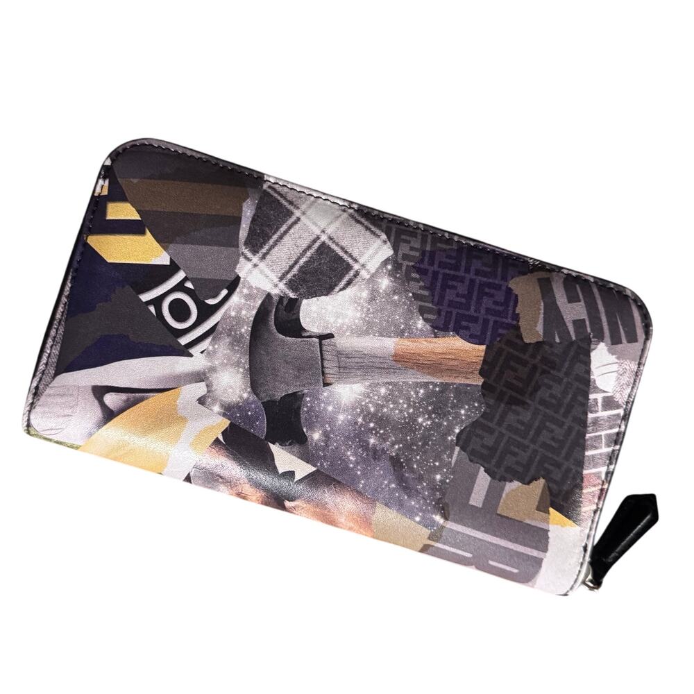 Auth. Fendi Limited Edition Collage Freedom Long Zip Wallet Rare